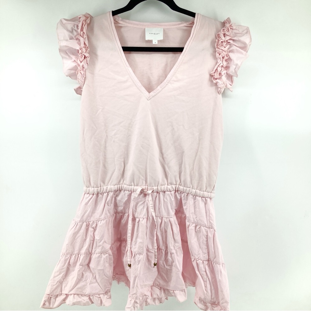 Sundays Heller Chic Pink Ruffle Sleeve Dress